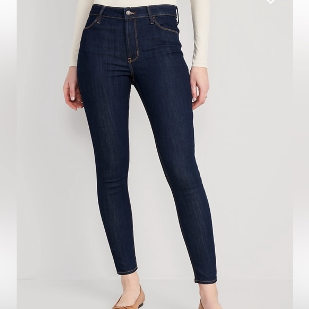 Old Navy 4 Tall Wow Super Skinny Ankle High Rise Dark Wash Jeans Denim New Crop